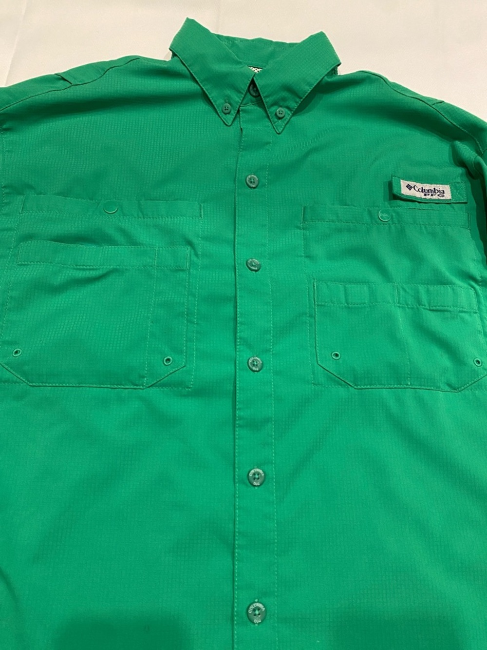 Columbia PFG Men’s S Bright Green Long-Sleeve Button-Down Shirt - Picture 2 of 8